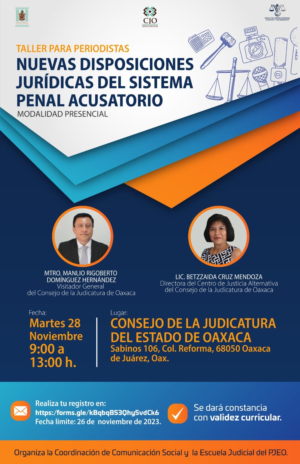 Invita Poder Judicial del Estado a taller para periodistas