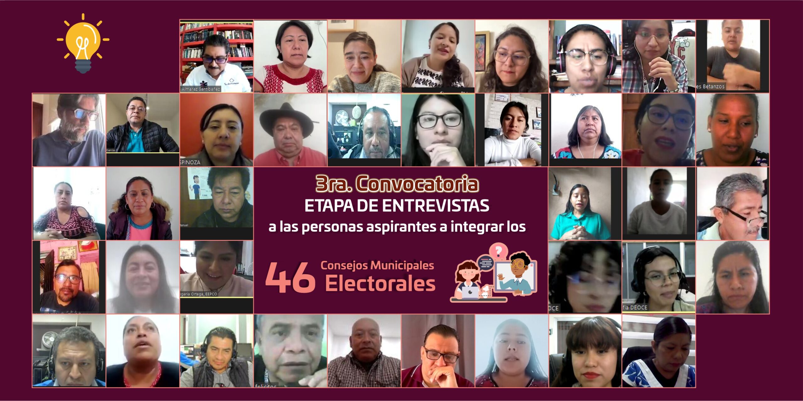 Entrevista IEEPCO a aspirantes de la tercera convocatoria para integrar los Consejos Municipales Entrevista IEEPCO a aspirantes de la tercera convocatoria para integrar los Consejos Municipales