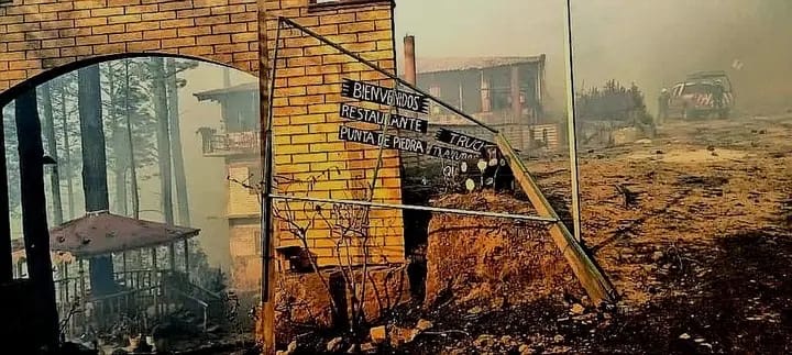 Incendio forestal de gran magnitud en Oaxaca alcanzar alcanza zona habitada hay 15 casas quemadas.