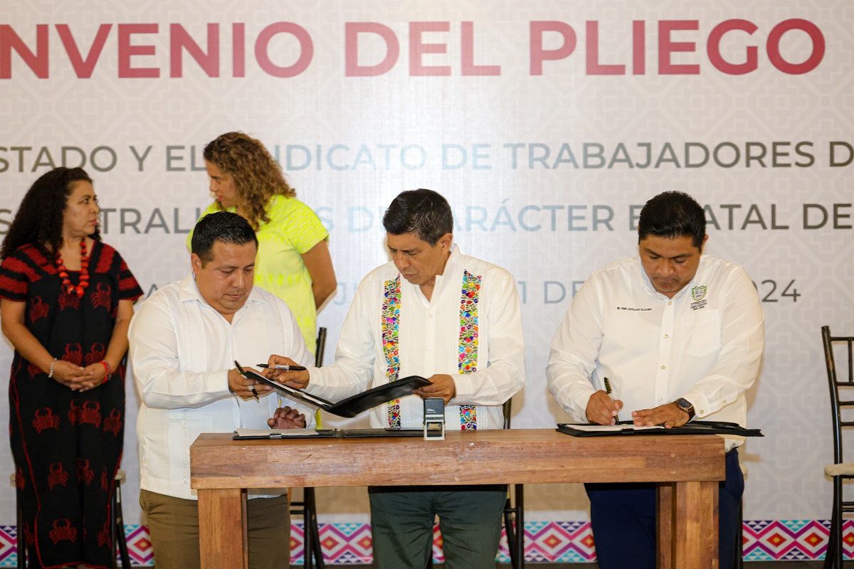 Firman Gobierno de Oaxaca y STPEIDCEO Convenio del Pliego Petitorio 2024 Firman Gobierno de Oaxaca y STPEIDCEO Convenio del Pliego Petitorio 2024