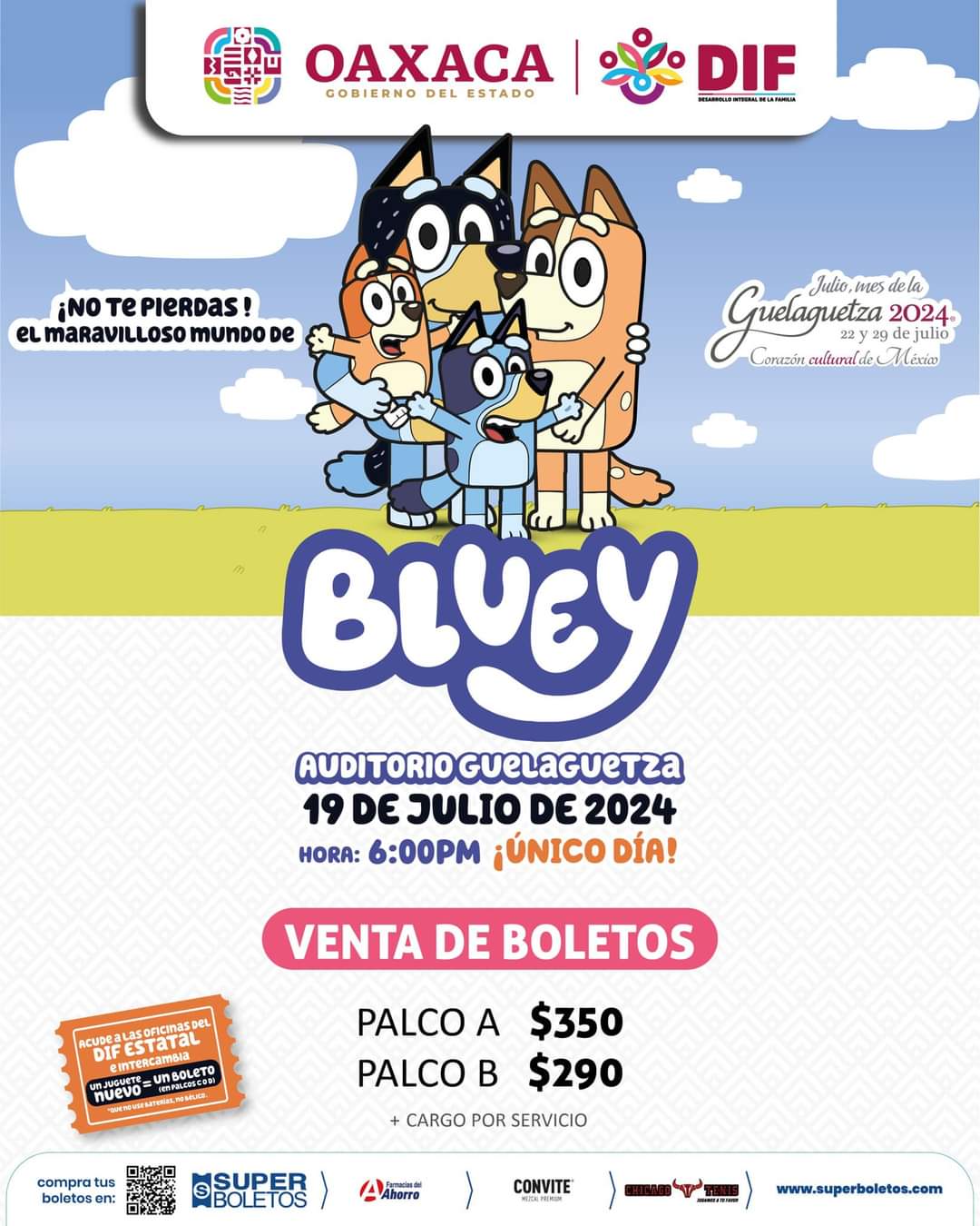 Invitan al espectáculo de Bluey ¡Show en vivo!, en el Auditorio Guelaguetza