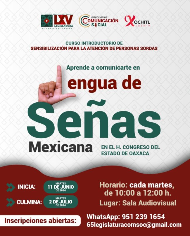 Invita Congreso a participar en curso introductorio de Lengua de Señas Mexicana