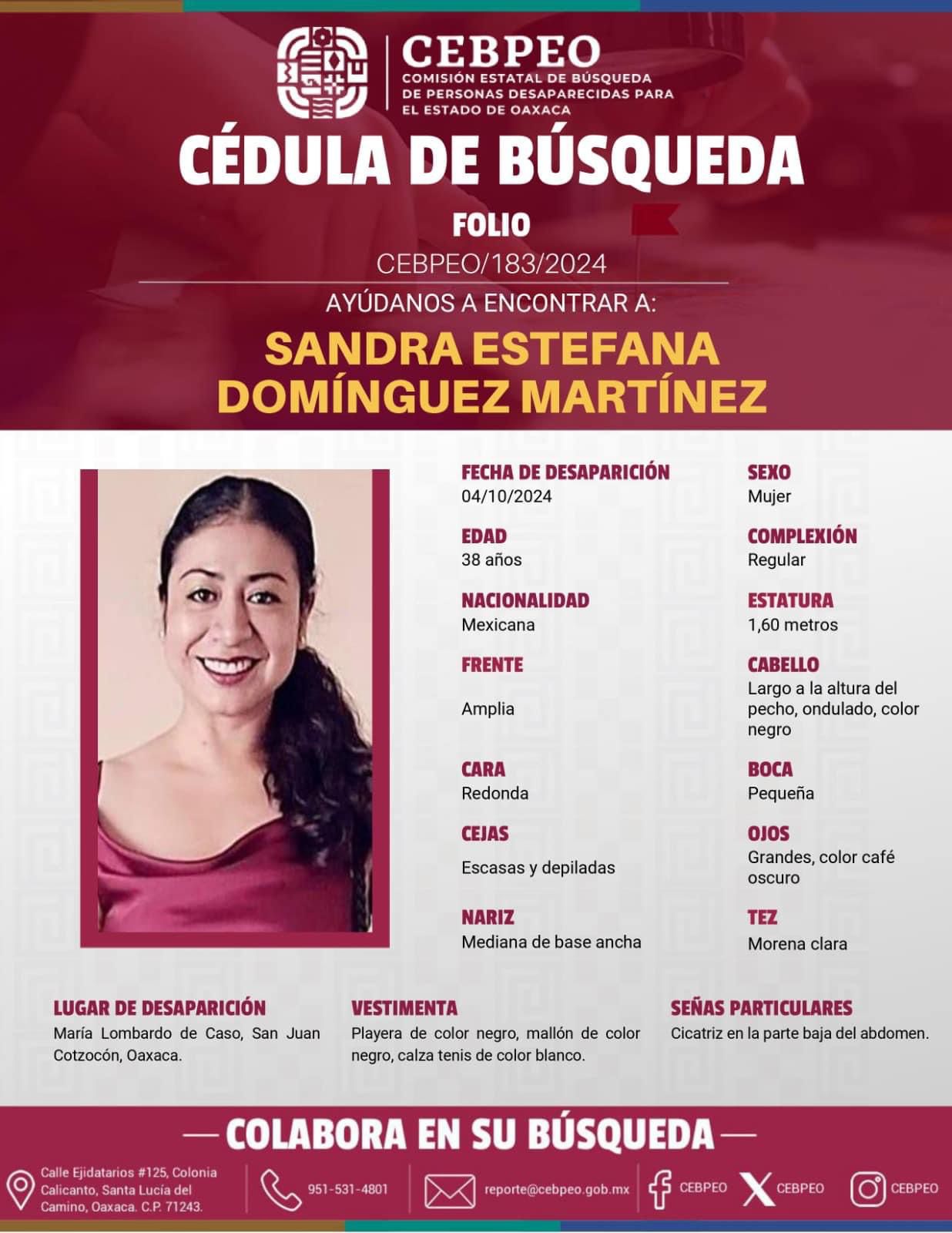 Activan Protocolo de Búsqueda con enfoque de género por desaparición de Sandra Estefana Domínguez Martínez y Alexander Hernández Hernández