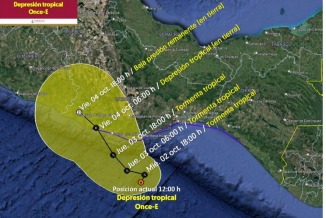 Depresión tropical Once-E mantiene en alerta a las regiones del Istmo de Tehuantepec y Costa