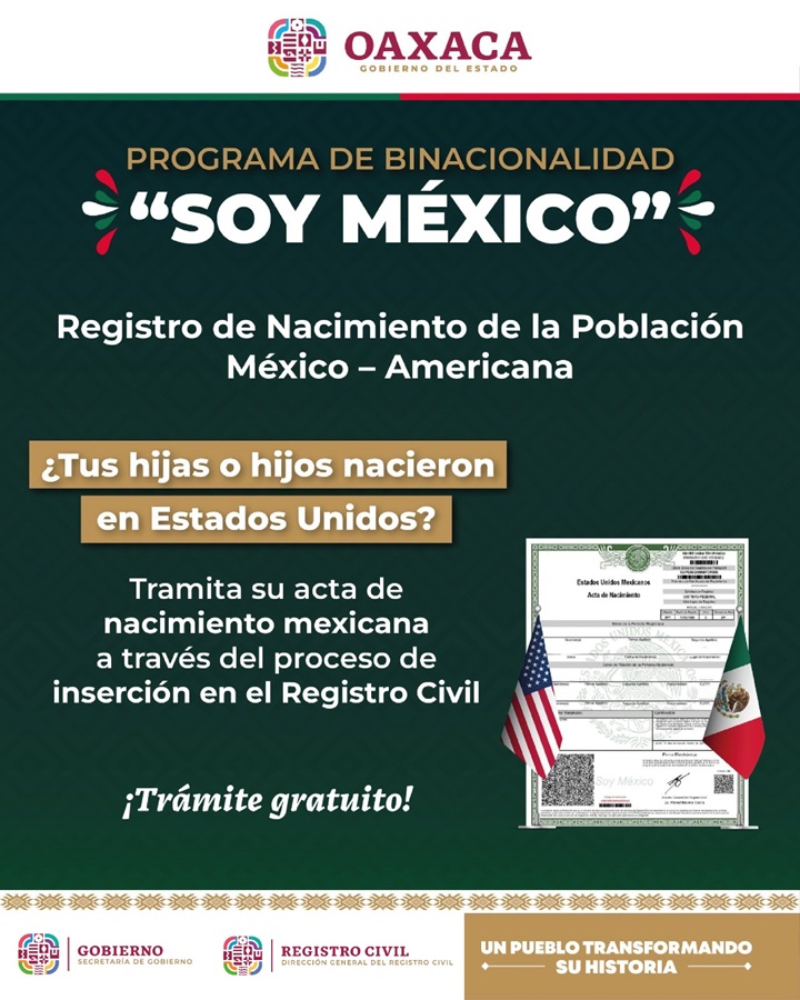 Sego y Registro Civil ponen en marcha el programa “Soy México” en apoyo de la población migrante oaxaqueña Sego y Registro Civil ponen en marcha el programa “Soy México” en apoyo de la población migrante oaxaqueña