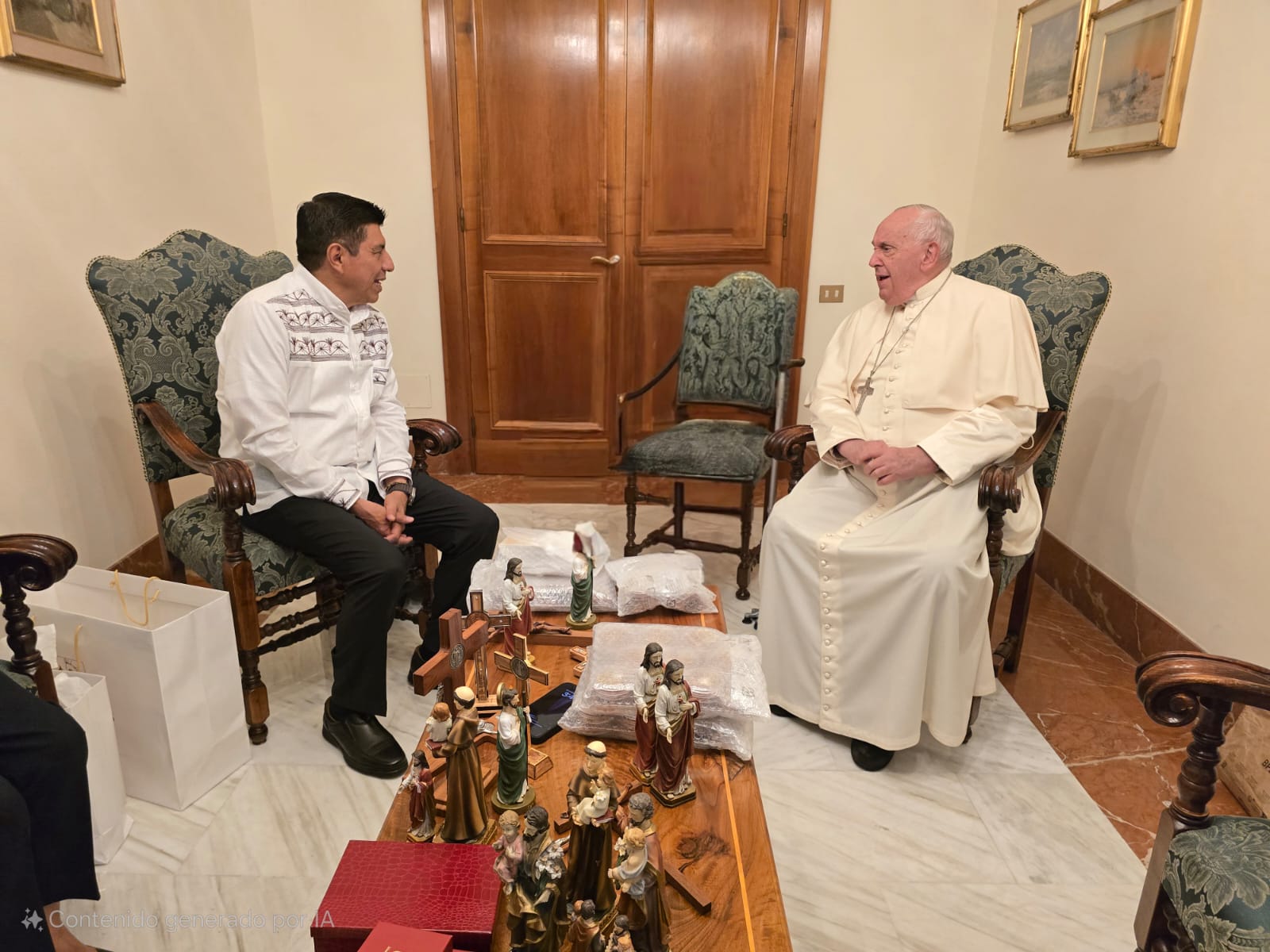 Se reúnen Gobernador Salomón Jara y Papa Francisco, dialogan sobre la transformación en Oaxaca