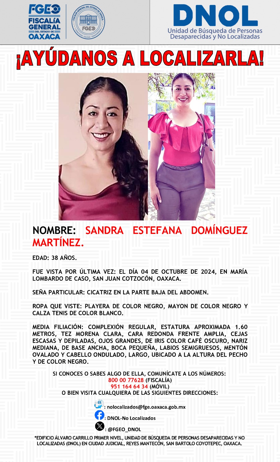 Activa Fiscalía de Oaxaca protocolo de búsqueda, localización e investigación de Sandra Domínguez y Alexander Hernández, hechos ocurridos en la Cuenca Activa Fiscalía de Oaxaca protocolo de búsqueda, localización e investigación de Sandra Domínguez y Alexander Hernández, hechos ocurridos en la Cuenca