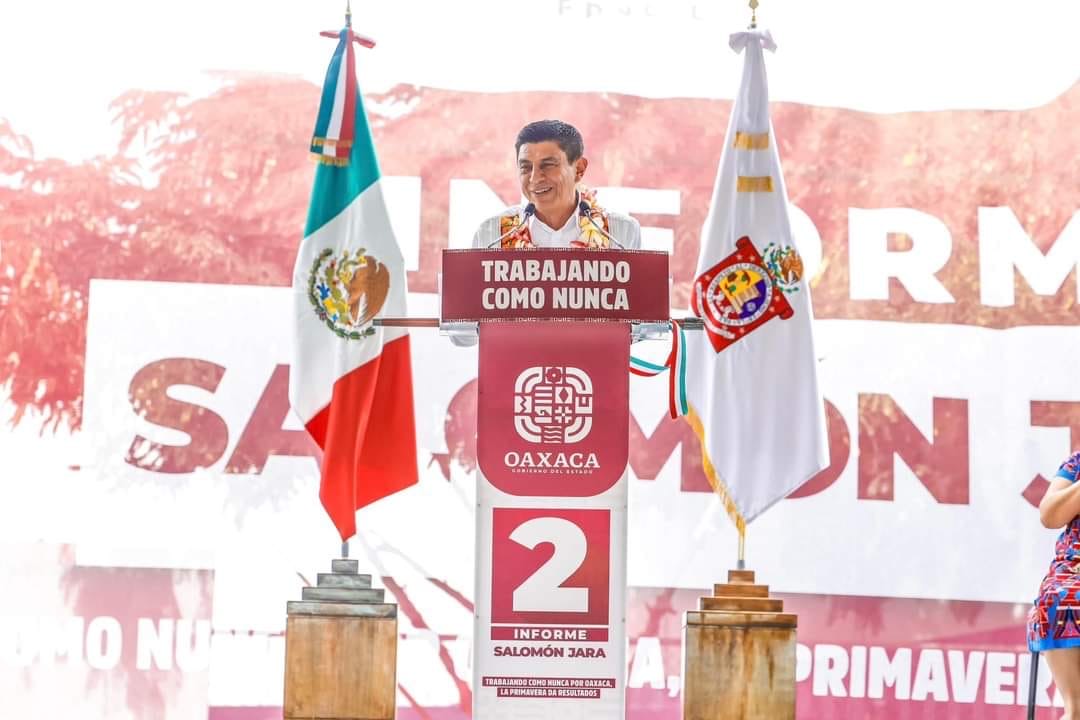 En informe de Gobierno, Salomon Jara hace publico reconocimiento a ex presidente AMLO e incluye como acción de gobierno el impulso a la reforma judicial