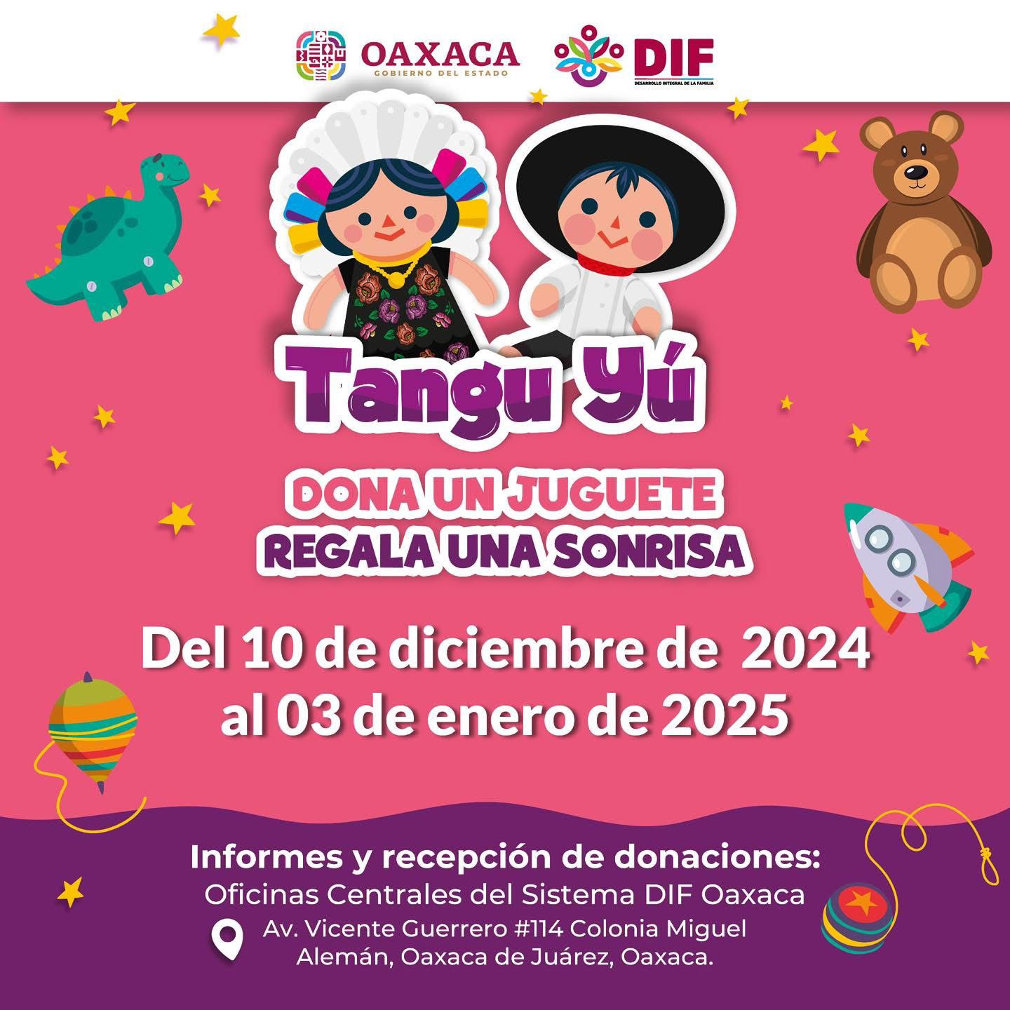 Inicia DIF Estatal campaña Tangu Yú para recabar juguetes en favor de la niñez oaxaqueña