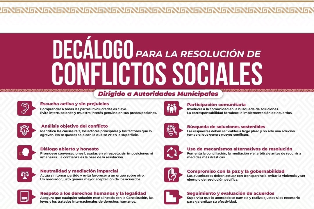 Presenta Sego decálogo para la resolución de conflictos en las ocho regiones de Oaxaca