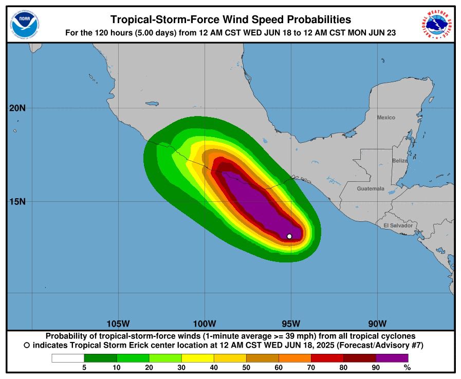 Erick se intensifica a huracán categoría 1 frente a las costas de Oaxaca Erick se intensifica a huracán categoría 1 frente a las costas de Oaxaca