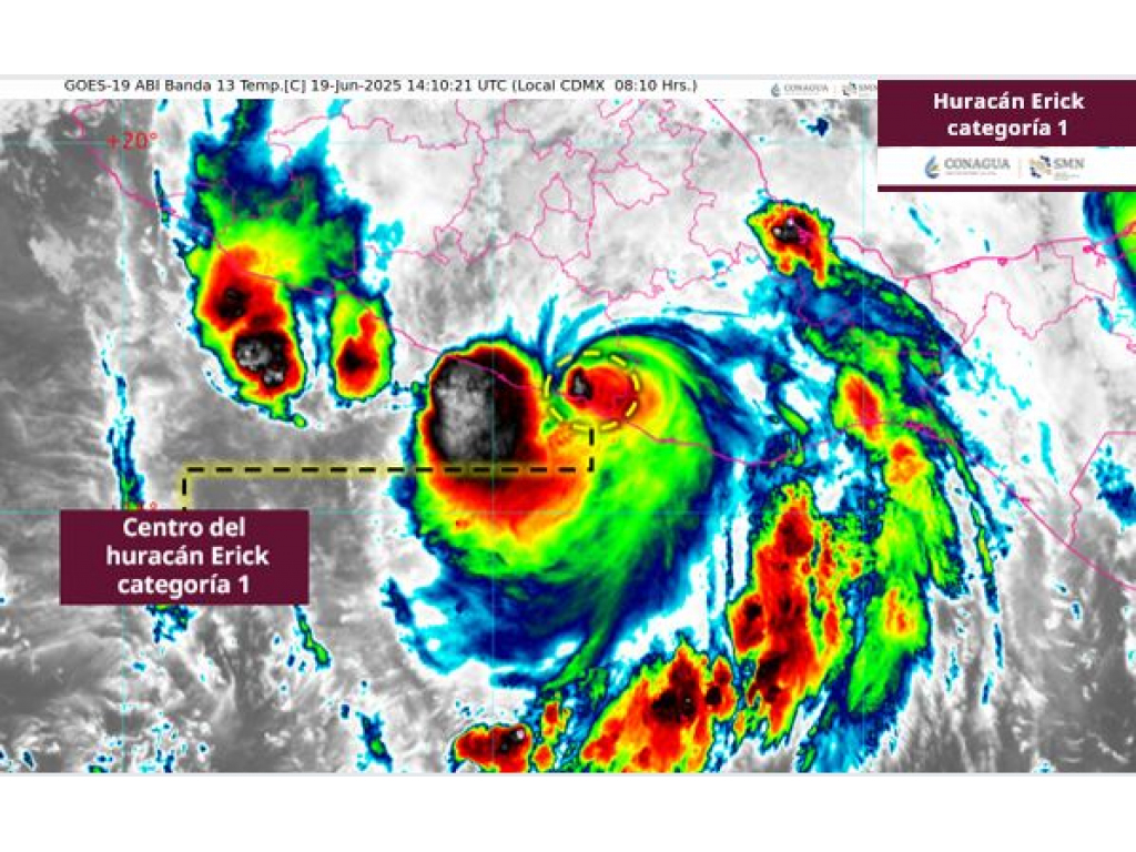 Se degrada Huracán Erick a categoría 1 y continúa generando lluvias intensas en Oaxaca Se degrada Huracán Erick a categoría 1 y continúa generando lluvias intensas en Oaxaca