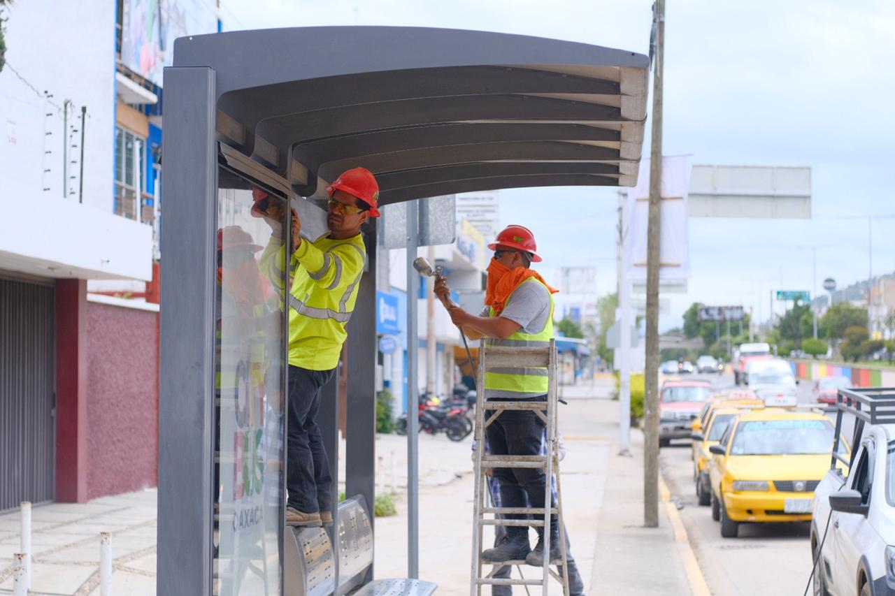 Rehabilita Gobierno de Oaxaca parabuses del BinniBus en el corredor Viguera-Xoxocotlán Rehabilita Gobierno de Oaxaca parabuses del BinniBus en el corredor Viguera-Xoxocotlán
