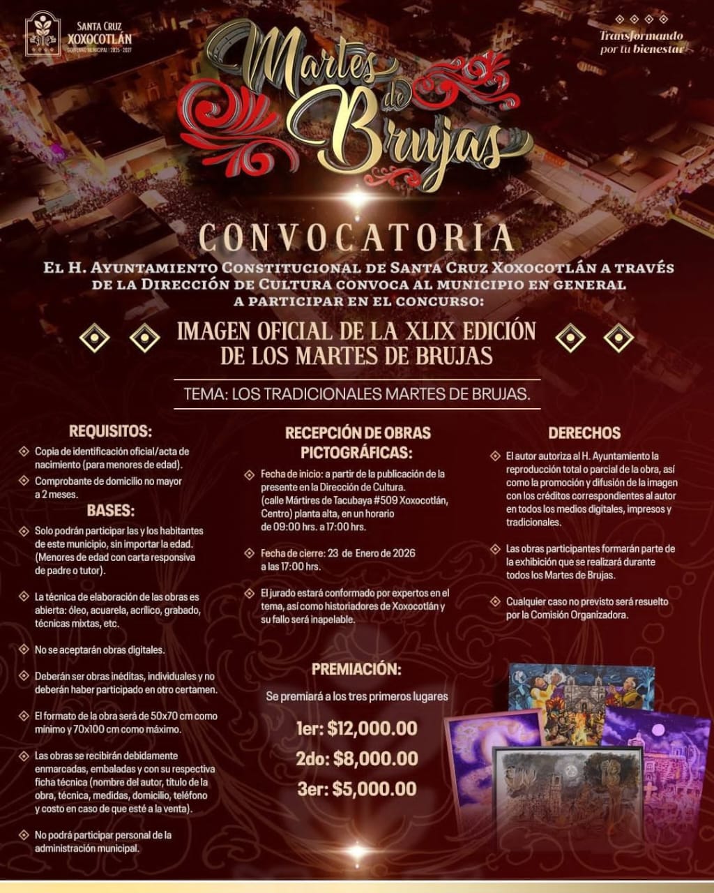 Xoxocotlán lanza convocatoria para la imagen oficial de la XLIX edición de los Martes de Brujas