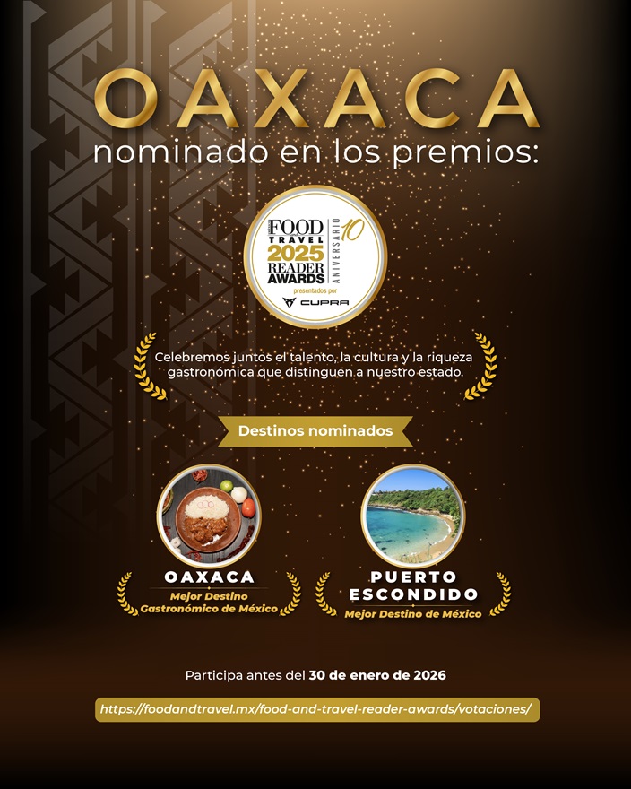 Destacan Oaxaca y Puerto Escondido en las nominaciones de los Food and Travel Reader Awards 2025