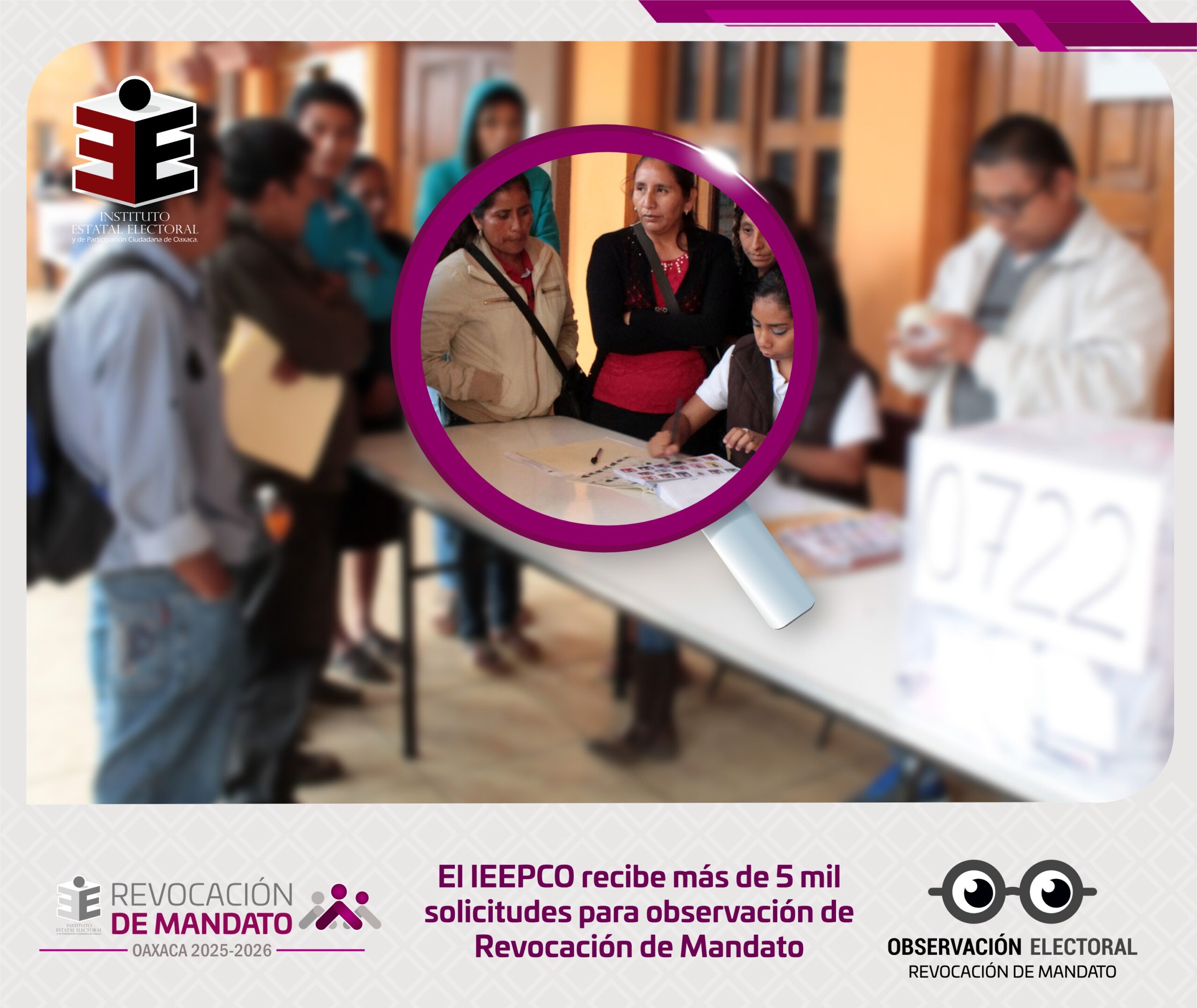 El IEEPCO recibe más de 5 mil solicitudes para observación de Revocación de Mandato