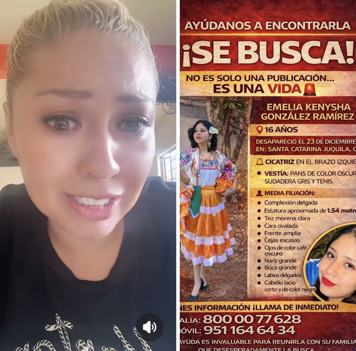 UNA MADRE EN OAXACA LLORA A SU HIJA DESAPARECIDA HACE 100 DÍAS