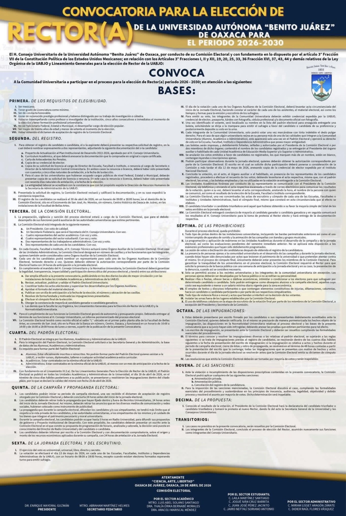 Arranca la disputa por la rectoría de la #UABJO: Farid Acevedo López es el favorito