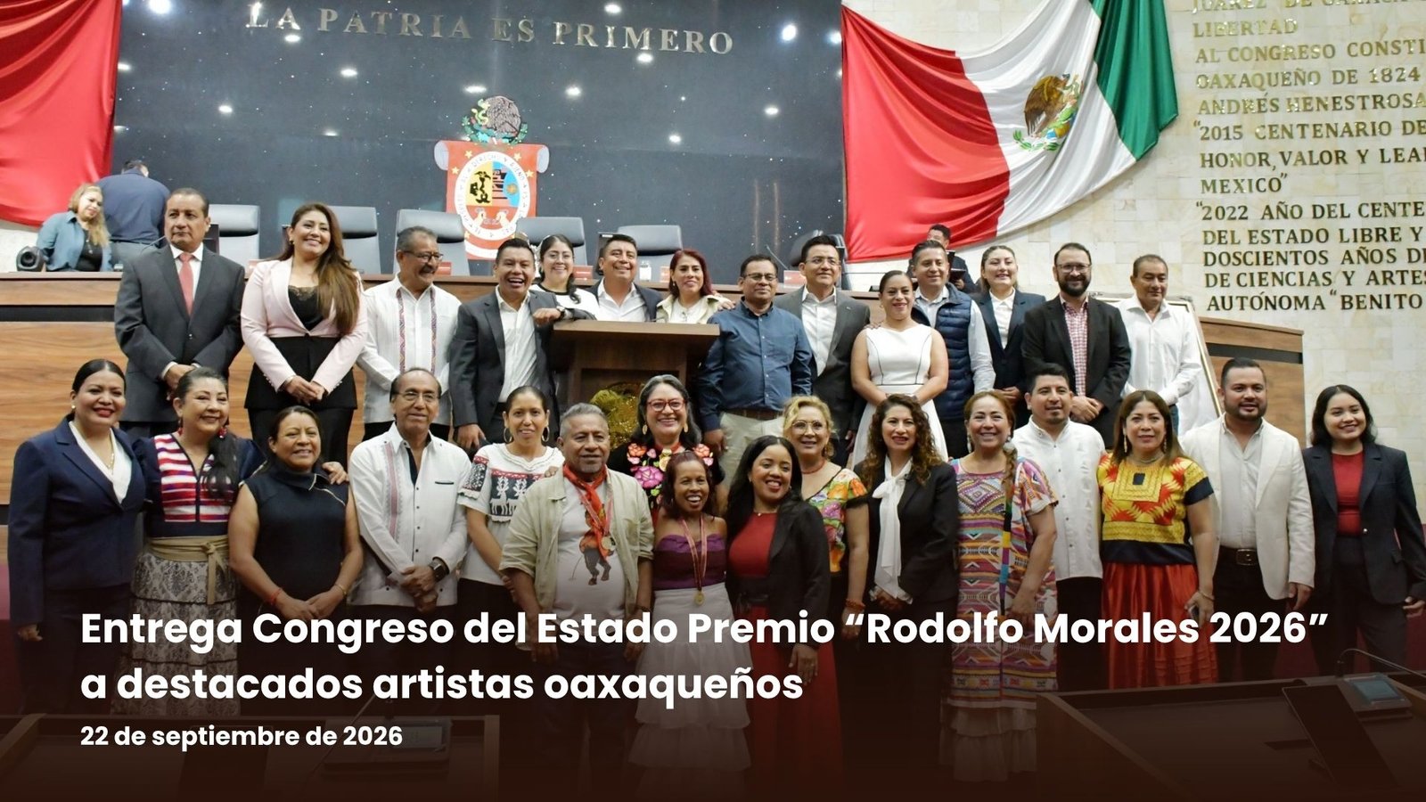 Entrega Congreso del Estado premio “Rodolfo Morales 2026” a destacados artistas oaxaqueños Entrega Congreso del Estado premio “Rodolfo Morales 2026” a destacados artistas oaxaqueños