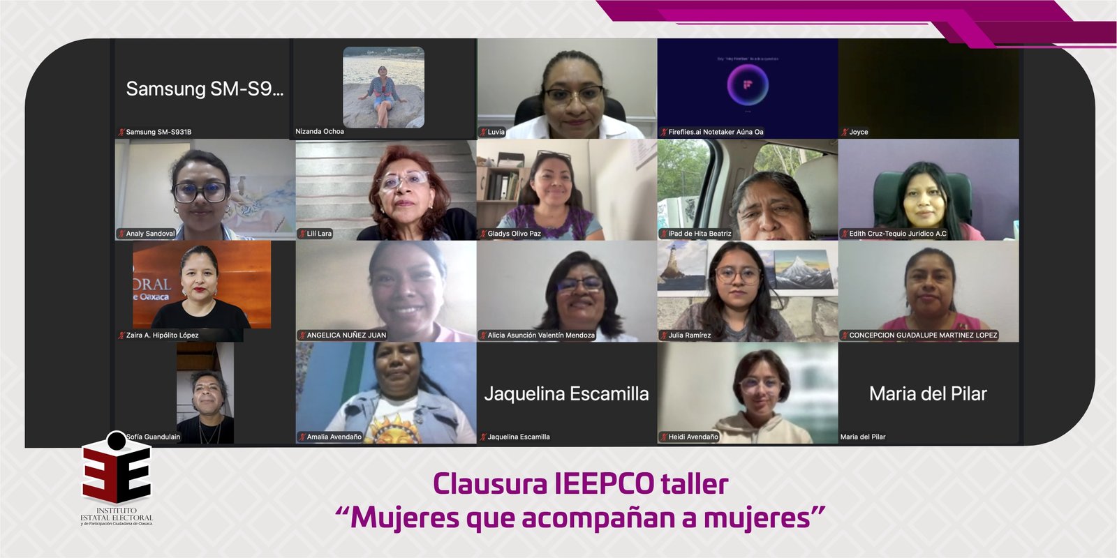 Clausura IEEPCO taller “Mujeres que acompañan a mujeres”